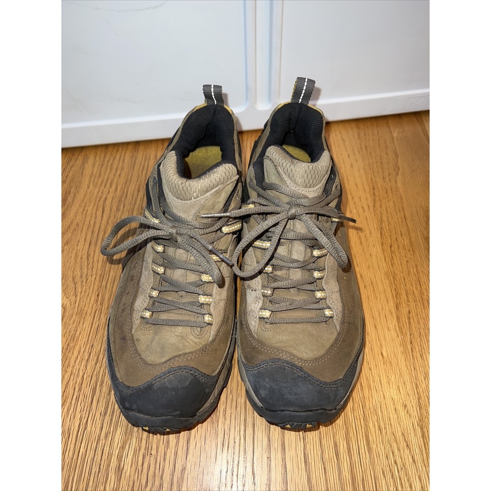 Womens sz‎ 8.5 Merrell Pulse Moab Smoke Tan Leather Hiking Trail Shoes Low Boots - Picture 3 of 8